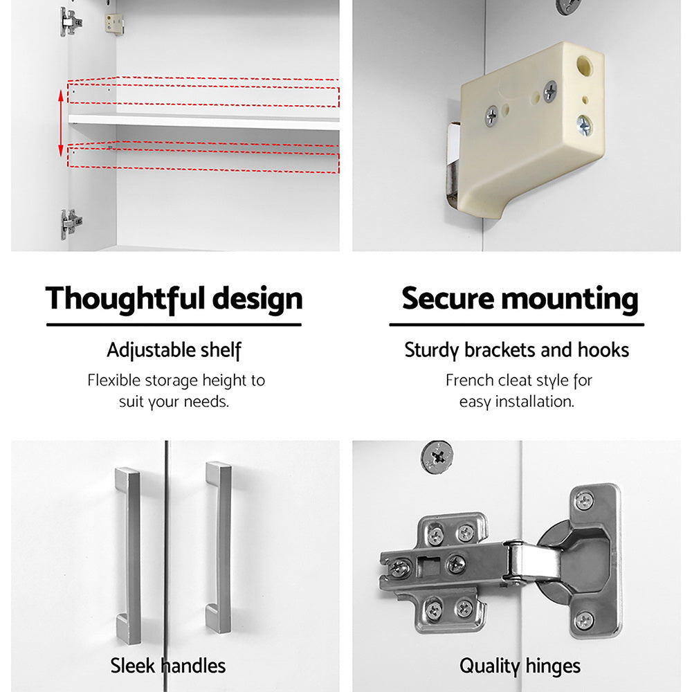 Cefito Wall Cabinet Storage Bathroom Kitchen Bedroom Cupboard Organiser White