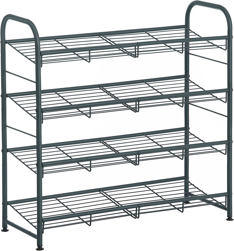 SONGMICS 4-Tier Shoe Rack Storage 16 Pairs Organizer Gray LMR067G01