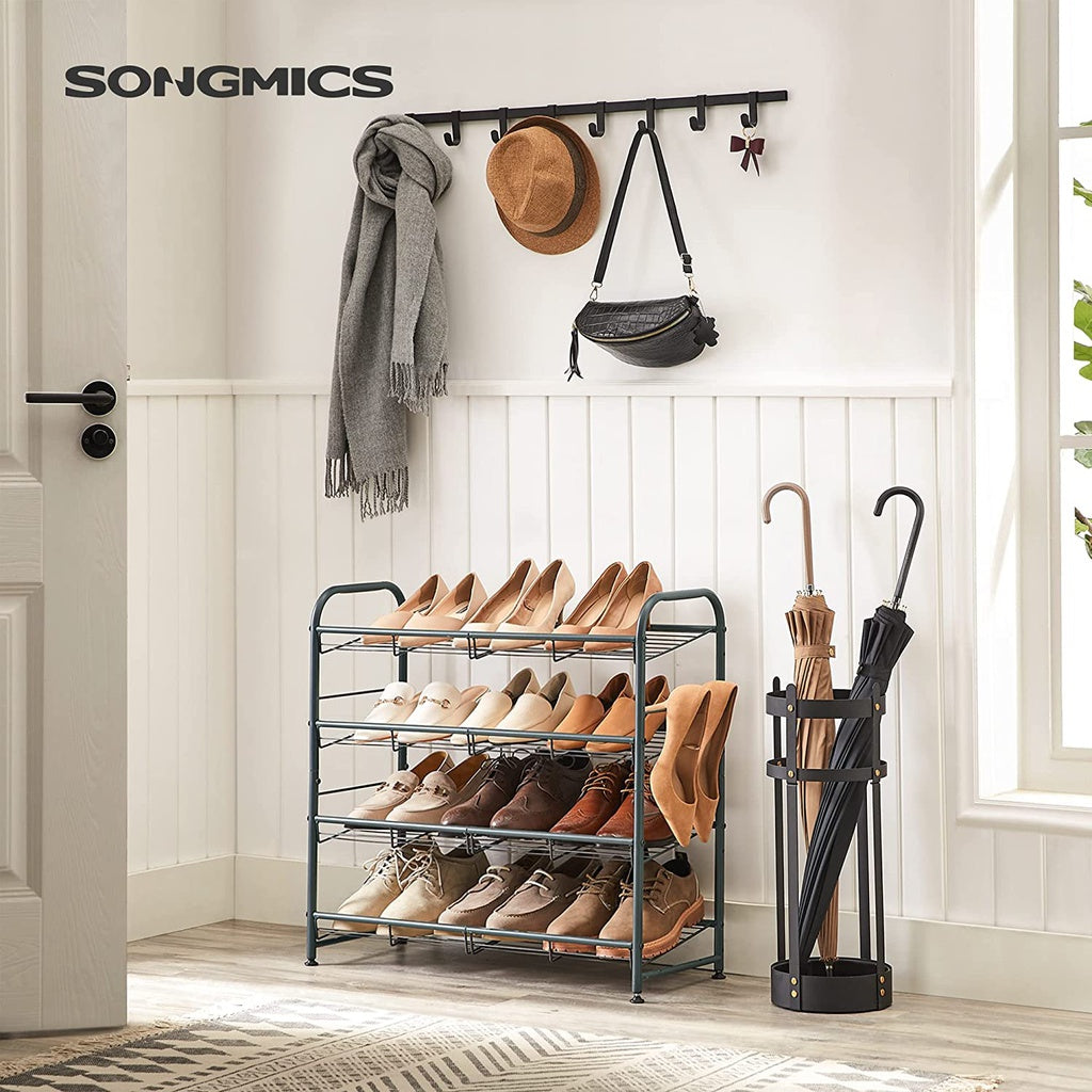 SONGMICS 4-Tier Shoe Rack Storage 16 Pairs Organizer Gray LMR067G01