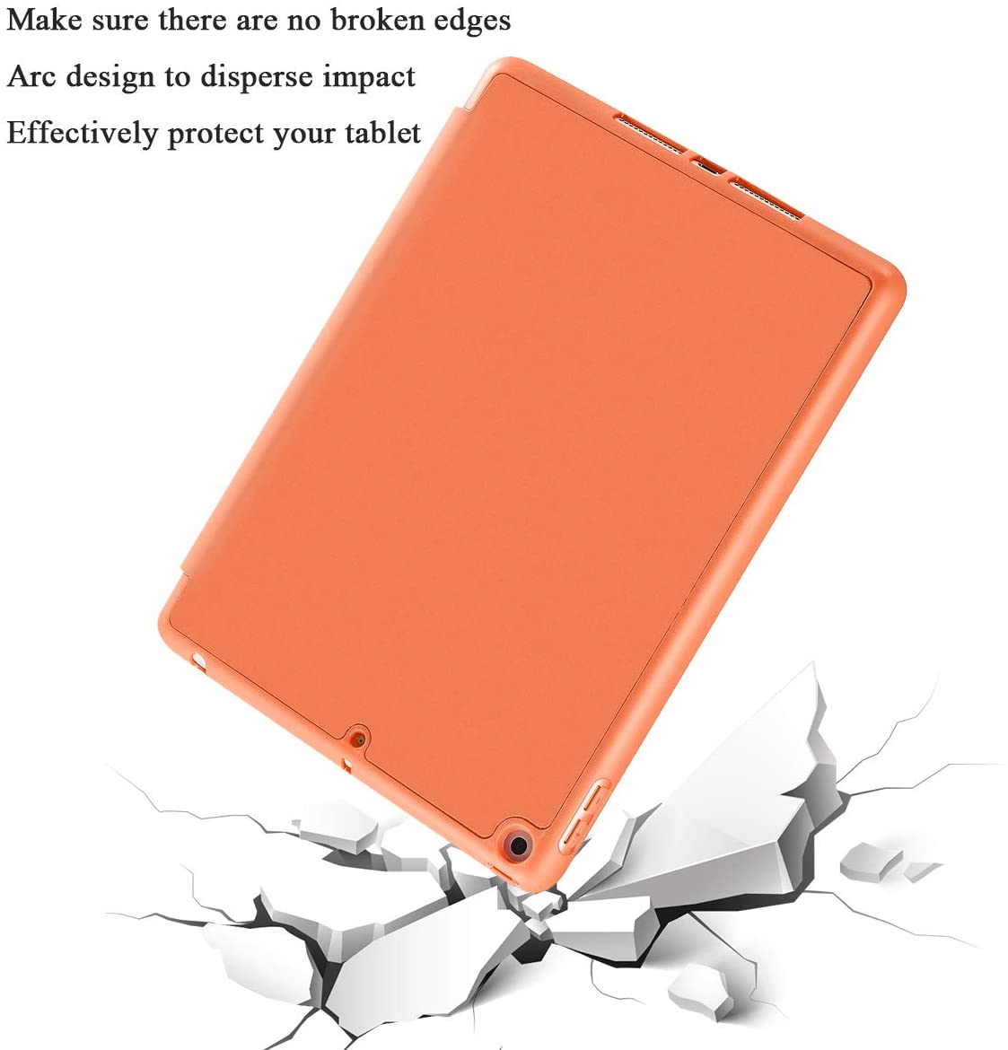 IPad 10.2 2019 7th Pencil Holder Slim Smart TPU Soft Case Orange