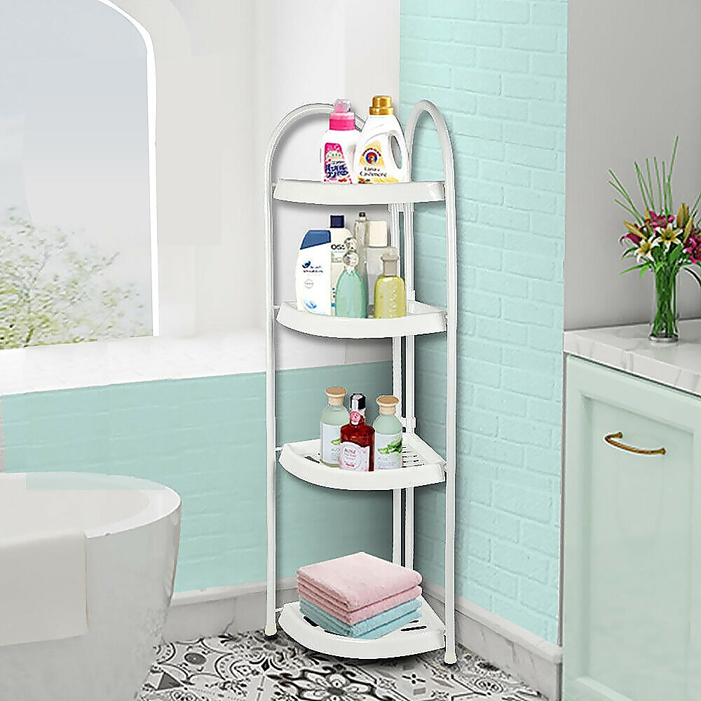 Shower Corner Shelf White Caddy Bathroom Shelves Organiser Bath Storage Rack 4